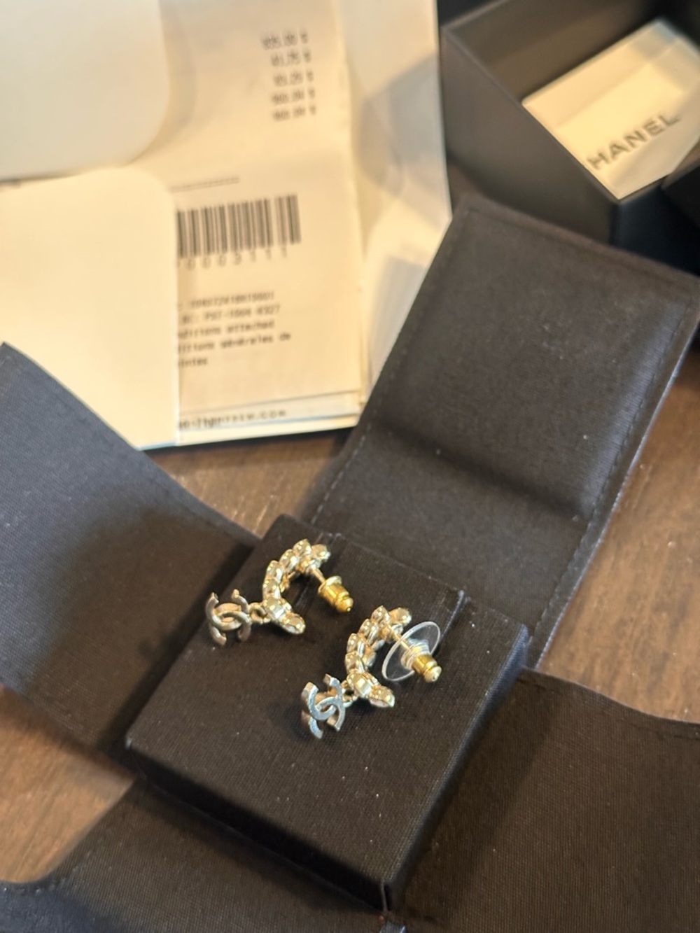 CHANEL Crystal CC Leaf Stud Earrings - Picture 4 of 6